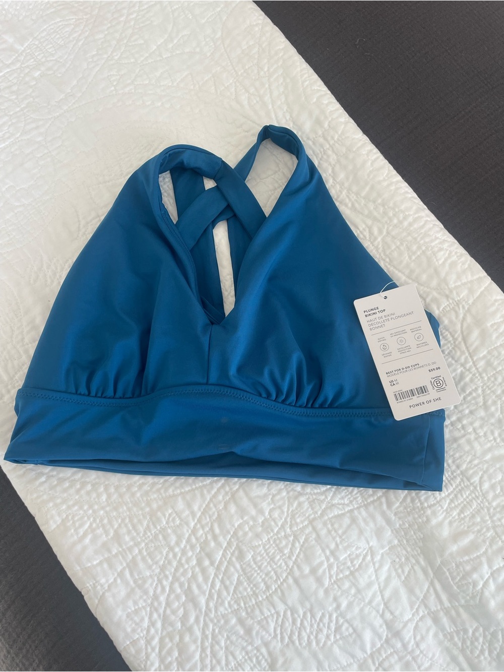 Athleta Teal Blue Cross-Back Bikini Top